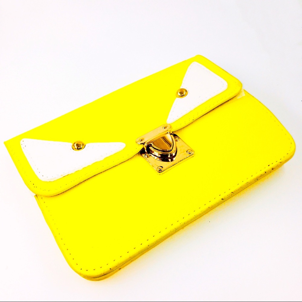Yellow Casual Clutch with Chain Strap